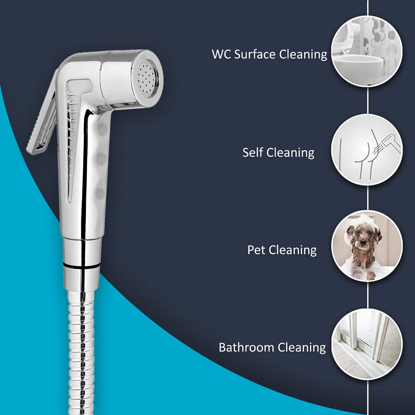 Parryware Splash Health Faucet ABS gun with SS Chain Pipe 1.2 mtr and hook -T9805A1