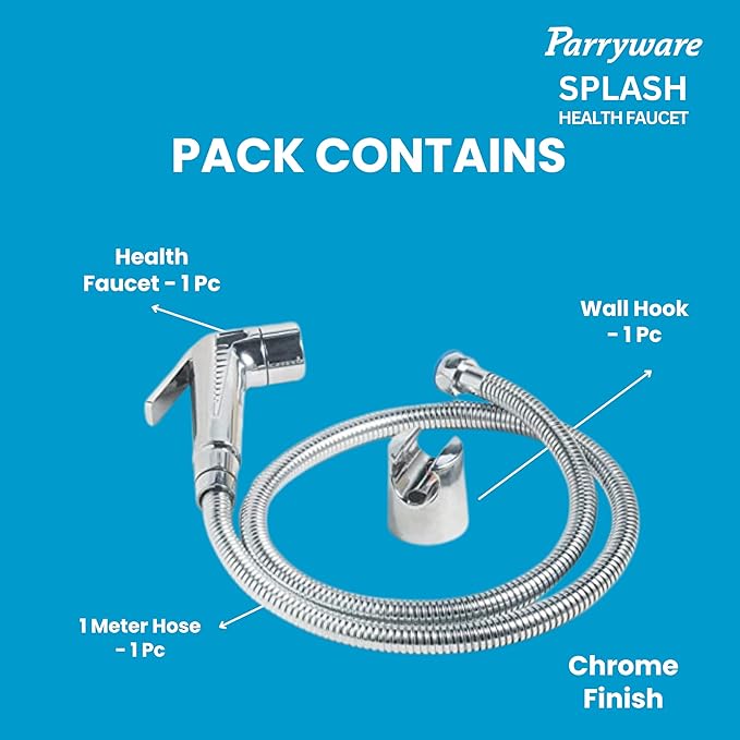 Parryware Splash Health Faucet ABS gun with SS Chain Pipe 1.2 mtr and hook -T9805A1