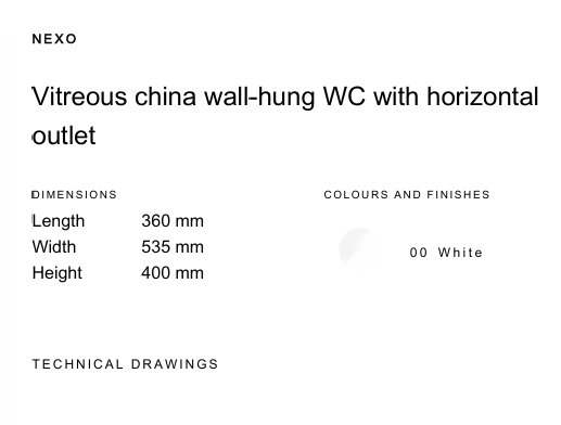 ROCA NEXO WALL HUNG TOILET WC - RS342617460